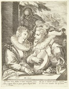 Ungt par besökt av döden av Hendrick Goltzius