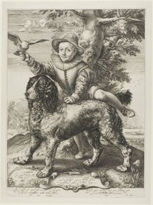 Vries, Frederik de (död 1613) son till målaren Dirck de Vries, elev till Goltzius, med Goltzius hund av Hendrick Goltzius