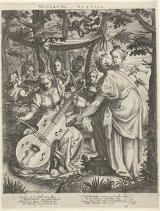 Concert van de muzen op de Parnassus Offices of the Muses (titel på objekt)