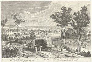 juli, med bönder i ett landskap Julius (titel på objekt) De tolv månaderna (serietitel)