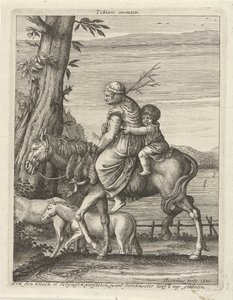 Kvinna och barn till häst av Hendrick Hondius (I)