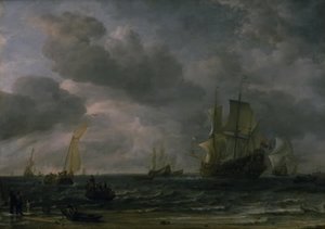 Skeppar i en bris utanför den holländska kusten av Hendrick Jacobsz Dubbels