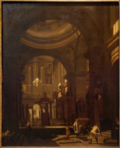 Interiör av en kupolformad katolsk kyrka av Hendrick Jurianesz van Streek