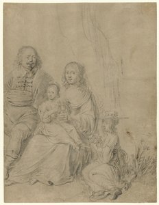 Familjegrupp bestående av ett par föräldrar och två döttrar av Hendrick Martensz. Sorgh (attributed to)
