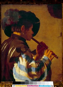 Patre spelar flöjt. Målning av Hendrik Ter Brugghen (1588-1629) Ec Hol.