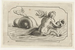 Sjöhäst med en manlig överkropp Nouveau Livre des Dieux et Deeßes De la Marine Bouckje of Sea Gods and Goddesses (serietitel)