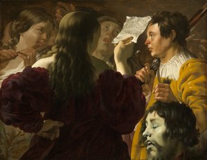 David prisad av de israelitiska kvinnorna av Hendrick ter Brugghen