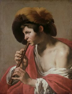 Knave Playing a Recorder, 1621  av Hendrick ter Brugghen