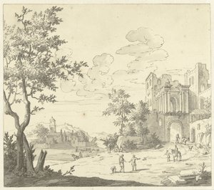Italienskt ansikte med ruin av Hendrik Carré (II)