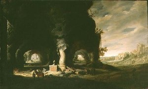 A Grotto in an Imaginary Landscape, c.1643 (olja på panel)