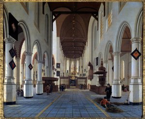 Kyrkans interiörvy (Oudekerk i Delft?) Målning av Hendrick Cornelisz Van Vliet (1611/1612-1675) 1600-talet sön. 0,92x1,12 m
