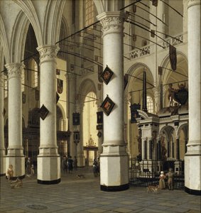 Interior de la nouvelle eglise de Delft - Interiör av Nieuwe Kerk, Delft, av Vliet, Hendrick Cornelisz. från (1611-1675). Olja-på-trä. Mått: 41x39 cm. Nationalmuseum Stockholm