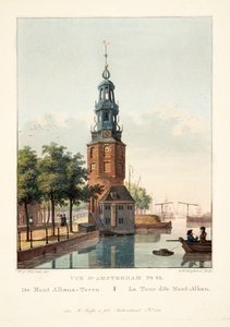 Utsikt över Amsterdam No.32. Från Mount Albans-Toren. Tornet som heter Mont-Alban, 1825 (handfärgad gravyr)