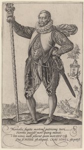 En Pike-Man vände sig till vänster av Hendrik Goltzius