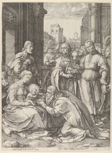 Tillbedjan av Magi,.n.d., n.d.. av Hendrik Goltzius