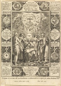 Välsignad är du bland kvinnor, från kristna och profana allegorier. av Hendrik Goltzius