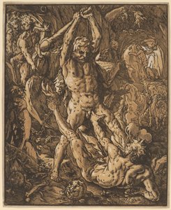 Hercules dödar Cacus av Hendrik Goltzius