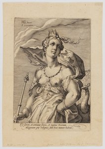 Juno, från de tre gudinnorna av Hendrik Goltzius