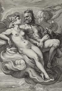 Jupiter och Juno, ca 1593-94 (gravyr på lagt papper) av Hendrik Goltzius