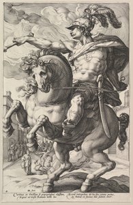 Marcus Curtius, från serien The Roman Heroes, 1586. av Hendrik Goltzius
