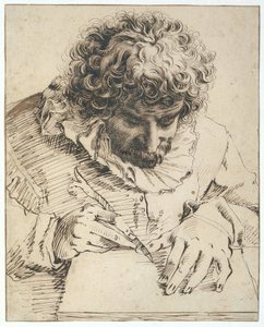 Porträtt av Gillis van Breen, 1568-1617 (penna och pensel) av Hendrik Goltzius