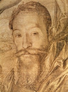 Självporträtt, detalj från Bacchus, Venus och Ceres, ca 1606 (penna och brunt bläck) (se 73740)