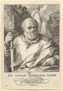 Den helige Mattias, från Kristus, apostlarna och den helige Paulus med trosbekännelsen, ca. 1589.