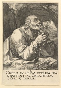Sankt Petrus, från Kristus, apostlarna och Paulus med trosbekännelsen, 1589. av Hendrik Goltzius