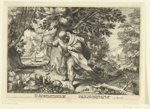 Teiresias slår två parande ormar, från Ovidius Metamorphoses av Hendrik Goltzius