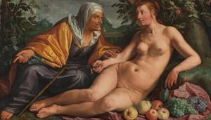 Vertumnus och Pomona, 1613 av Hendrik Goltzius