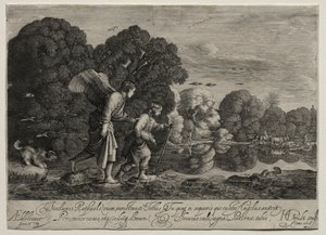 Tobias och ängeln tallrik. av Hendrik Goudt