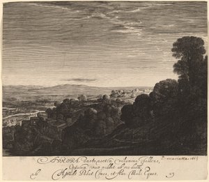 Landskap i gryningen: Aurora av Hendrik Goudt after Adam Elsheimer