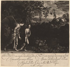 Tobias och ängeln (Den stora Tobias) av Hendrik Goudt after Adam Elsheimer
