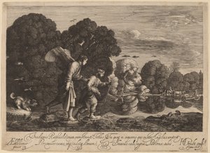 Tobias och ängeln (Den lille Tobias) av Hendrik Goudt after Adam Elsheimer