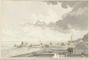 Den översvämmade Ooijpolder med Persingen i fjärran, 1809 av Hendrik Hoogers (signed by artist)