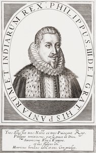 Kung Filip III av Spanien och som Filip II, kung av Portugal, av Hendrik I (after) Hondius