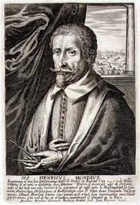 Självporträtt, skylt 108 från en serie porträtt av konstnärer, graverad av Frederik Bouttats II (fl.1643-76) (gravyr) av Hendrik I (after) Hondius