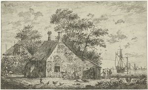 Gård vid en flod av Hendrik Kobell