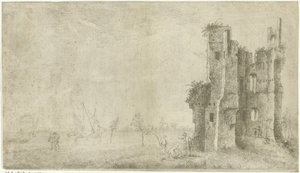 Ruinerna av Huis te Merwede nära Dordrecht