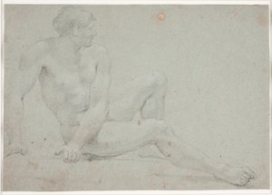 Manlig modellstudie, sittande av Hendrik Krock