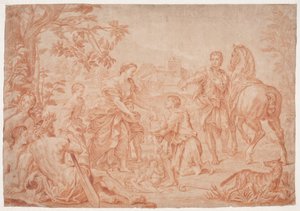 Romulus och Remus (Livy 1, 4). Studie efter Carlo Marattis maleri i Sanssouci, Potsdam (udf. 1692 för Niccolo Maria Pallavicini) av Hendrik Krock