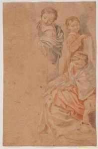 Tre kvinnofigurer. Studera efter Guido Renis fresk i Cappella dell