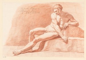 Sittande manlig naken, sedd framifrån (3:e pris 1779) av Hendrik Louw