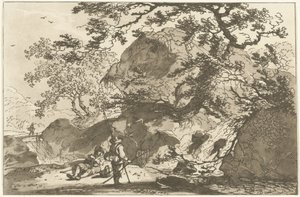 Landschap met een visser en een rustende man Tolv mönster beräknade för användning av dem som lär sig att rita landskap (serietitel) av Hendrik Meijer