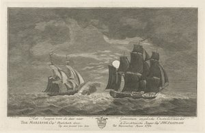 Sextroh jagar på Marianne, 1782 Jakten på den engelska östersjöfararen där till genom Marianne Capt. Philskerk av Zierikzeesche Kaper Capt. J:W:Sextroh På kvällen den 20 november Anno 1782 (titel på objekt)