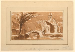 Teckning, Stad vid kanal, 1750-70 av Hendrik Spilman