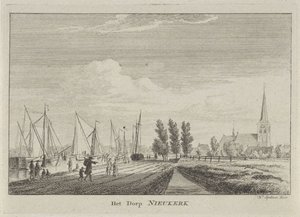 Utsikt över Nieuwerkerk aan den IJssel Byn Nieukerk (titel på objekt) av Hendrik Spilman