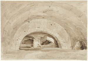 Så kallade Stables of Maecenas i Tivoli Valv av en romersk ruin av Hendrik Voogd
