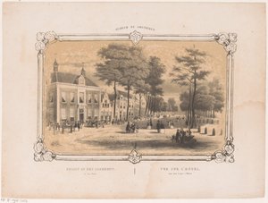 Utsikt över ett hotell i Haarlem Utsikt över boendet i den Hout (titel på objekt) Haarlem och omgivningar (serietitel på objekt)