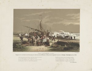 Strandscen med sörjande fiskarfruar, 1868 av Hendrik Wilhelmus Last